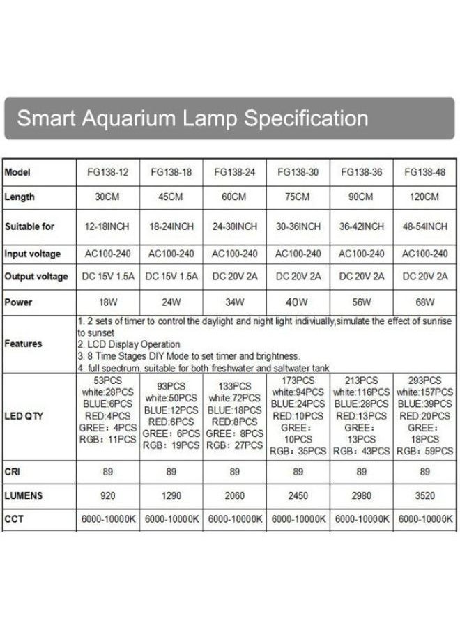 Generic - B&K Programmable LED Aquarium Light Extendable Dimmable 7 Modes Full Spectrum Light for Freshwater - Image 1