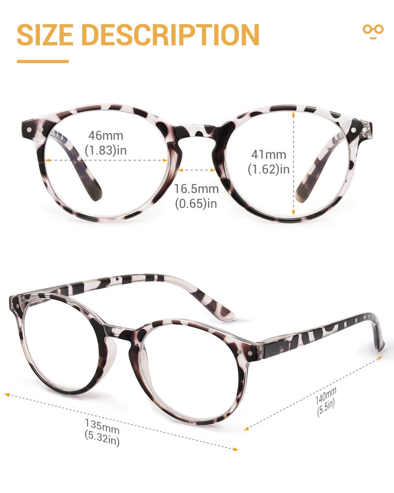 JOLISU 5 Pack Reading Glasses For Women/Men-Blue Light Blocking Computer Reader w/Round Frame - Retro Clear Lens Fake Eyeglasses（1.0） - Image 3