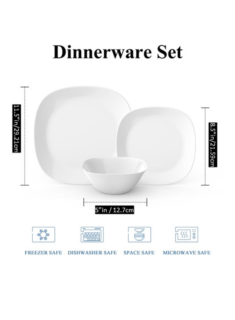 Houzi 28 Pcs Opal ware Dinner set 6 x dinner set 6 x dessert plate 6 bowls 6 soup plate 2 serving bowl 2 serving plate bpa free - Image 4