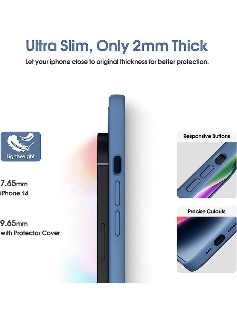 Theodor Protective Slim Fit Case Liquid Silicone Cover with Full Body Protection Anti-Scratch Shockproof Case For iPhone 12 Blue  - Women B - Image 4