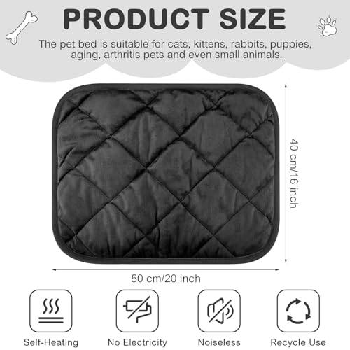 Clysee 8 Pack Self Heating Cat Mat Self Warming Cat Bed Extra Warm Thermal Pet Bed Mat Reflects Body Heat Washable Dog Crate Pad for Indoor Outdoor PetsBlack16 x 20 Inch - Image 3