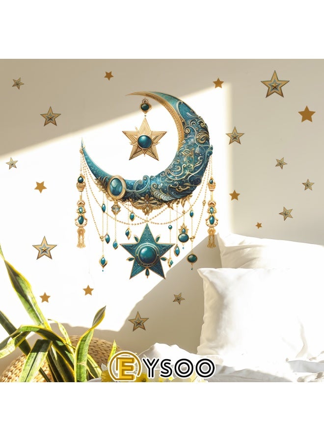  إيسو EYSOO خلفيات رمضان ملصقات حائط رمضان كريم ملصقات زينة حائط عيد مبارك ملصقات جدارية هلال نجم فانوس زينة لغرفة المعيشة غرفة النوم (مستلم 40سم*60سم)] - Image 5