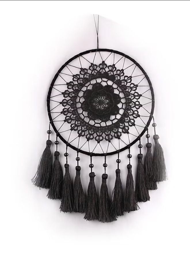 Handmade Big Lace Feather Dream Catcher Black 20x15x5centimeter  - Image 1