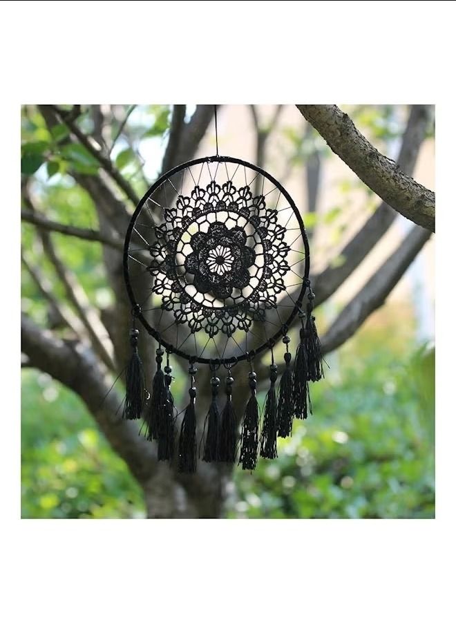 Handmade Big Lace Feather Dream Catcher Black 20x15x5centimeter  - Image 2
