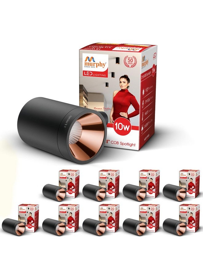 Murphy 10W Black Body Cylindrical Surface Mounted Spot Light Down Light (Warm White, Pack of 10)(Aluminium) - Image 1