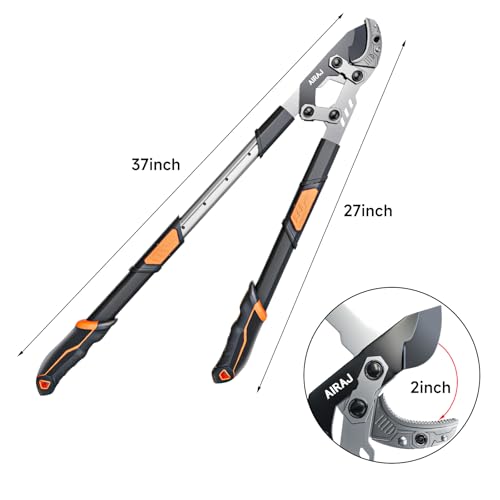 AIRAJ 27-37'' Extendable Anvil Loppers,Tree Trimmer Heavy Duty with Compound Action,Branch Cutter with 2” Cutting Capacity,Chops Thick Branches Ease,Garden Lopper for Gardening Pruning Shears - Image 2