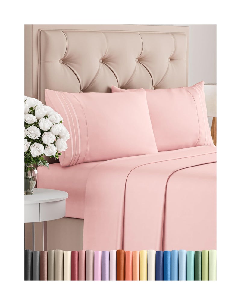 CGK Unlimited Queen Size 4 Piece Sheet Set  Comfy Breathable  Cooling Bed Sheets Set  Hotel Luxury Bedding for Women Men Kids  Teens  Deep Pockets EasyFit Super Soft  Wrinkle Free  OekoTex  Baby Pink 