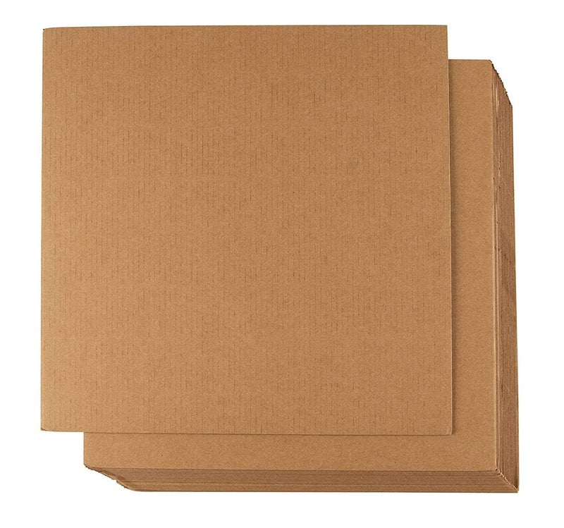 Mechdel Corrugated Cardboard Sheets , Flat Cardboard Sheets, Cardboard Inserts for Packing, Mailing, Crafts - Kraft Brown, 12 x 12 Inches (24) - Image 1