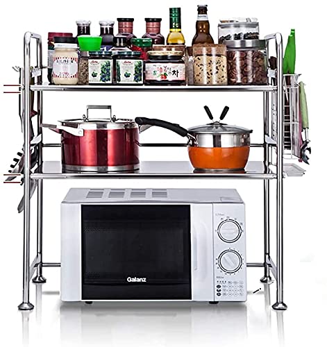 INDIAN DECOR INDIAN DECOR 45884 Stainless Steel Microwave Oven Rack Multifunctional Toaster Rack Stand Kitchen Storage Kitchen Counter Holder for Kitchen Knife Utensils Towels Mitts Size 248inches63cm  - Image 1