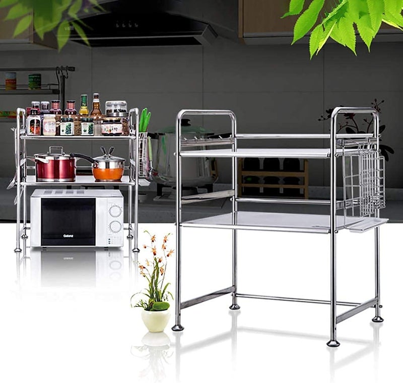 INDIAN DECOR INDIAN DECOR 45884 Stainless Steel Microwave Oven Rack Multifunctional Toaster Rack Stand Kitchen Storage Kitchen Counter Holder for Kitchen Knife Utensils Towels Mitts Size 248inches63cm  - Image 4