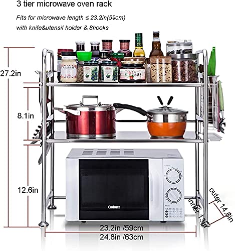 INDIAN DECOR INDIAN DECOR 45884 Stainless Steel Microwave Oven Rack Multifunctional Toaster Rack Stand Kitchen Storage Kitchen Counter Holder for Kitchen Knife Utensils Towels Mitts Size 248inches63cm  - Image 3