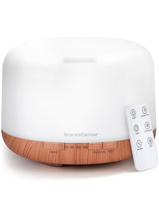 InnoGear 500Ml Essential Oil Diffuser With Remote Control Premium Ultrasonic Aromatherapy Diffusers Scent Humidifier Vaporizer Autooff Timer For Large Room Home Yellow  - Image 1