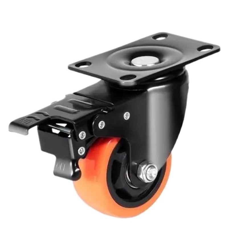 4 قطع من العجلات الدوارة مقاس 3 بوصة مع قفل وعجلات PVC بدون ضوضاء للأثاث - Image 2