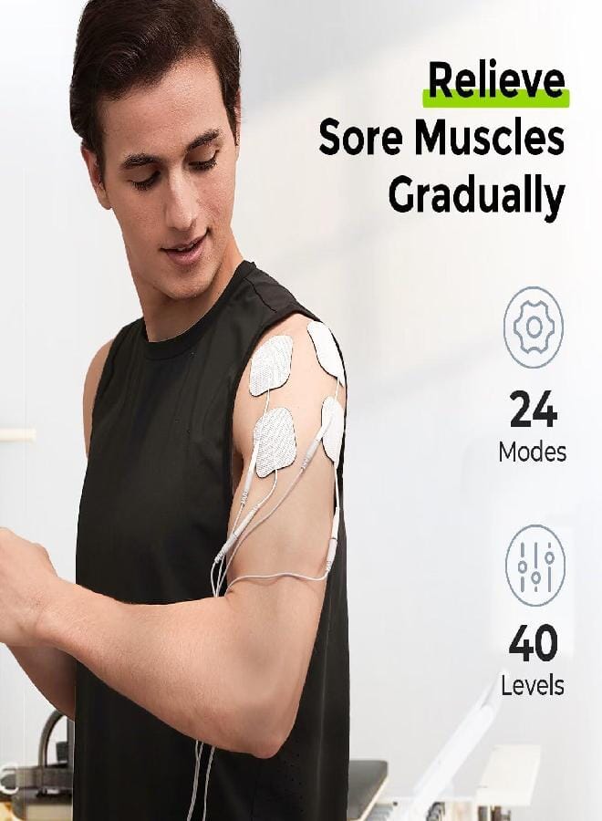 AUV0N AUVON 3-in-1 TENS Unit Muscle Stimulator, EMS Massage Machine with 40 Intensities for Gradual Shoulder, Sciatica, Back Pain Relief, 24 Modes Rechargeable Electronic Pulse Massager with 12 TENS Pads - Image 4