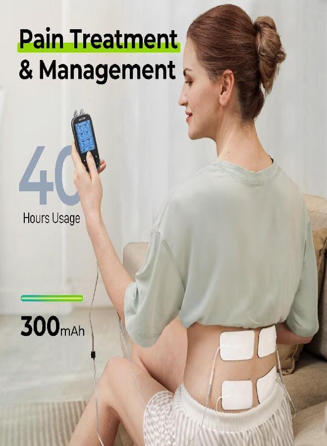 AUV0N AUVON 3-in-1 TENS Unit Muscle Stimulator, EMS Massage Machine with 40 Intensities for Gradual Shoulder, Sciatica, Back Pain Relief, 24 Modes Rechargeable Electronic Pulse Massager with 12 TENS Pads - Image 5