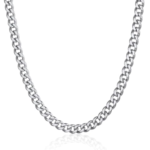 ChainsPro Small Cuban Chain Mens Necklace 18inch 4.8mm Stainless Steel Chains for Men Mens Gifts - Image 1