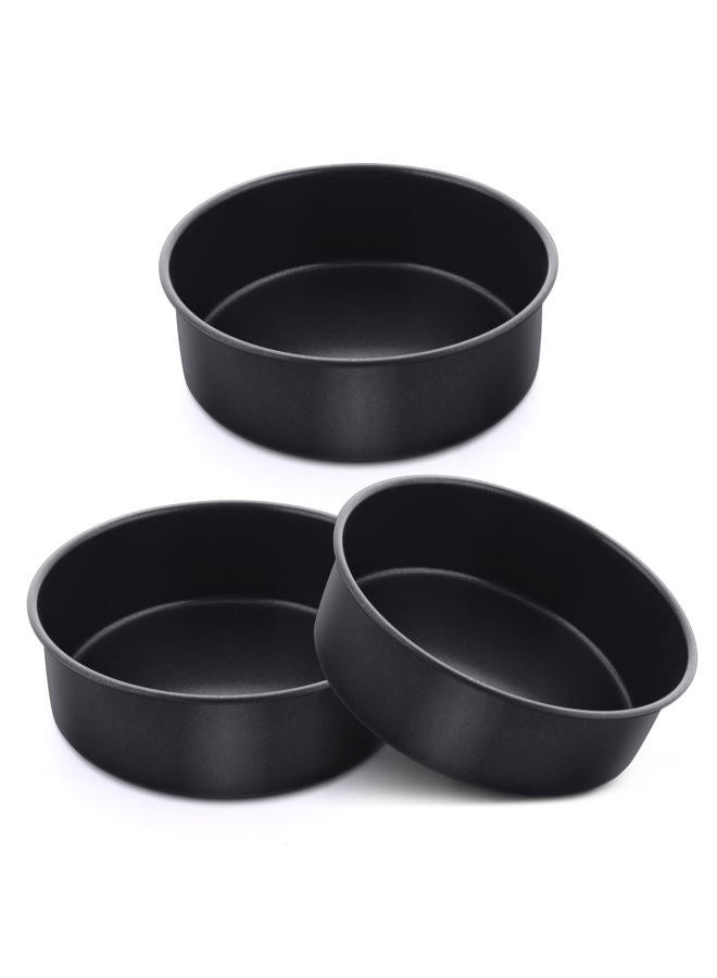 E-far 6 Inch Cake Pan Set of 3, Nonstick Stainless Steel Small Round Cake Pans Tin for Baking Layer Cakes, Stainless Steel Core & Non-toxic Coating, Straight Side & 2 Inch Deep - Image 1