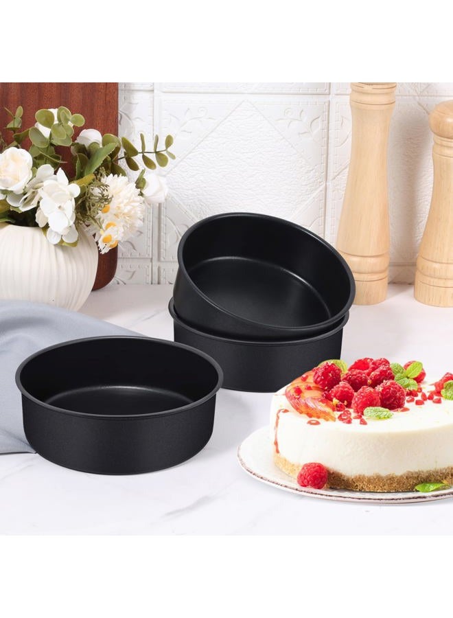 E-far 6 Inch Cake Pan Set of 3, Nonstick Stainless Steel Small Round Cake Pans Tin for Baking Layer Cakes, Stainless Steel Core & Non-toxic Coating, Straight Side & 2 Inch Deep - Image 3