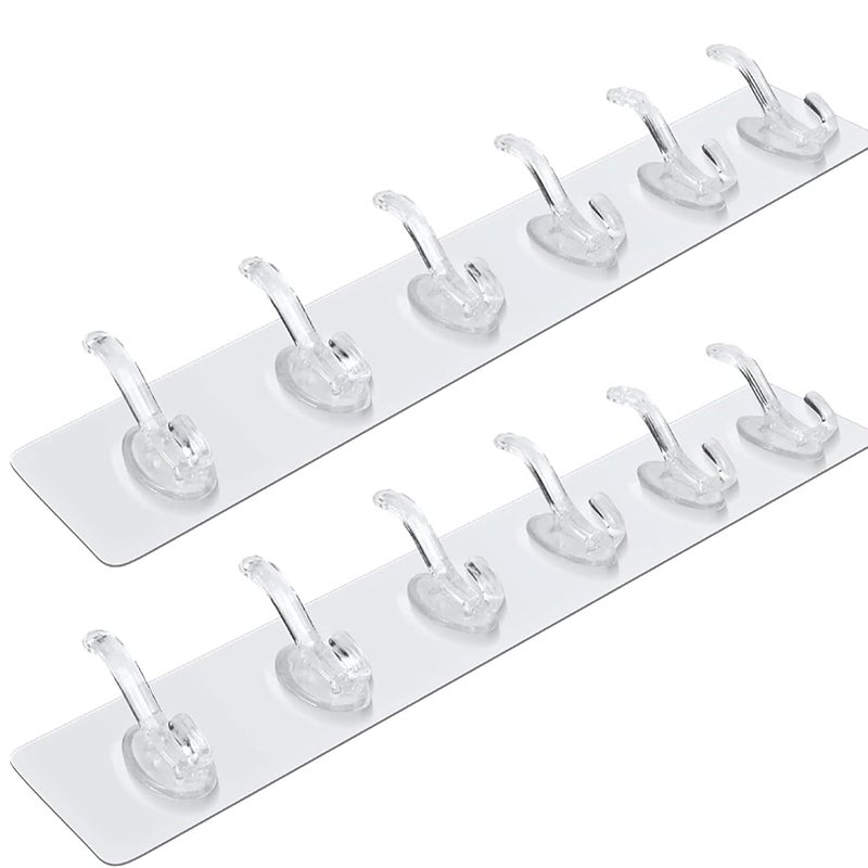 Wishbone 6 PCS Hook CROSSSelf Adhesive Heavy Duty Wall Hook No Drilling for Bathroom Shower Kitchen Waterproof Transparent Hooks - Image 3