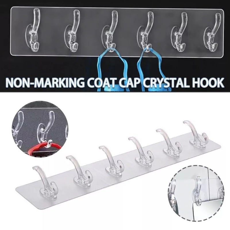 Wishbone 6 PCS Hook CROSSSelf Adhesive Heavy Duty Wall Hook No Drilling for Bathroom Shower Kitchen Waterproof Transparent Hooks - Image 2