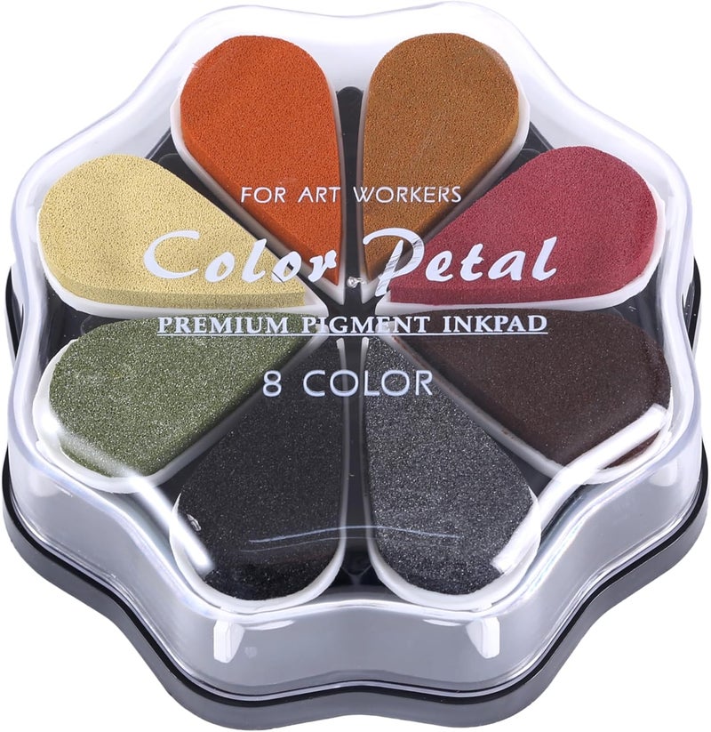 YPSelected 8 Assorted Multi Colours Waterdrop Shaped Craft Rubber Stamps Petal Ink Pads for Paper Wood Fabric (Set 1022) - Image 2