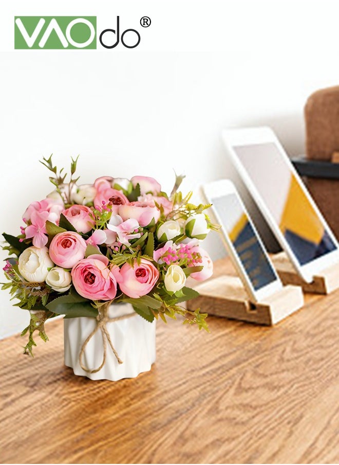 VAOdo Mini Artificial Hydrangea Bouquet with Small Ceramic Vase Variety Flower Balls Flowers Decoration for Table Home Party Office Wedding Decorate  - Image 4