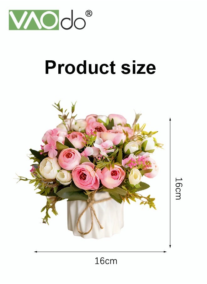 VAOdo Mini Artificial Hydrangea Bouquet with Small Ceramic Vase Variety Flower Balls Flowers Decoration for Table Home Party Office Wedding Decorate  - Image 5