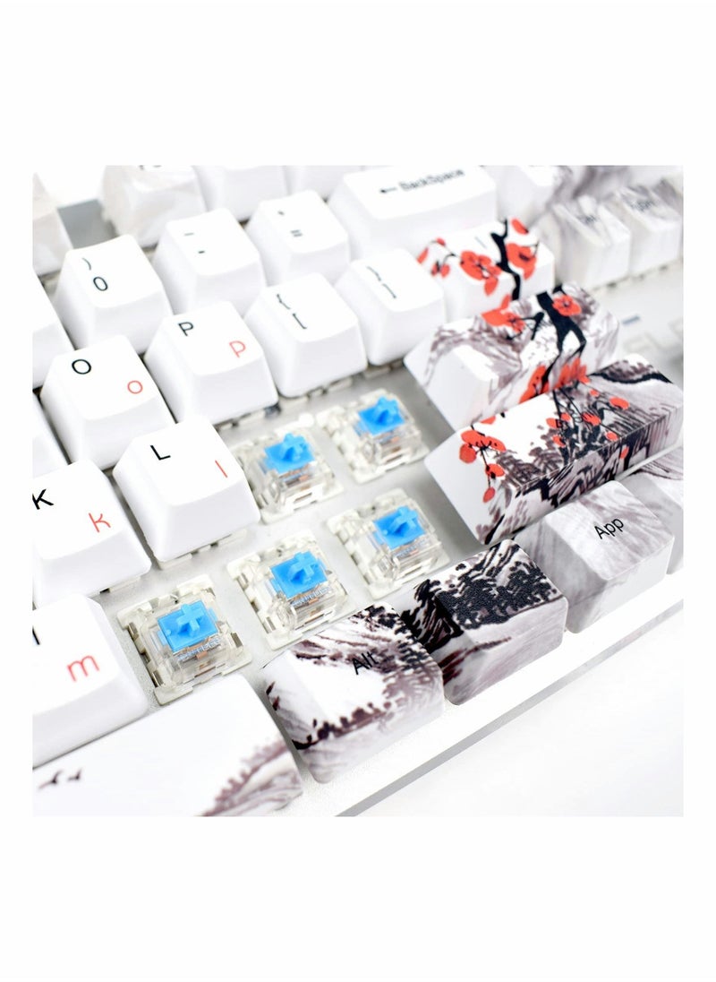 Generic Rubber Keycaps Set, 110 Keys PBT Keycap, Anti-Slip Texture Dye-Sublimation Plum Blossom Cherry Profile Key Cap, DIY Mechanical Keyboard Keycap Set for Mechanical Keyboard  - Image 3