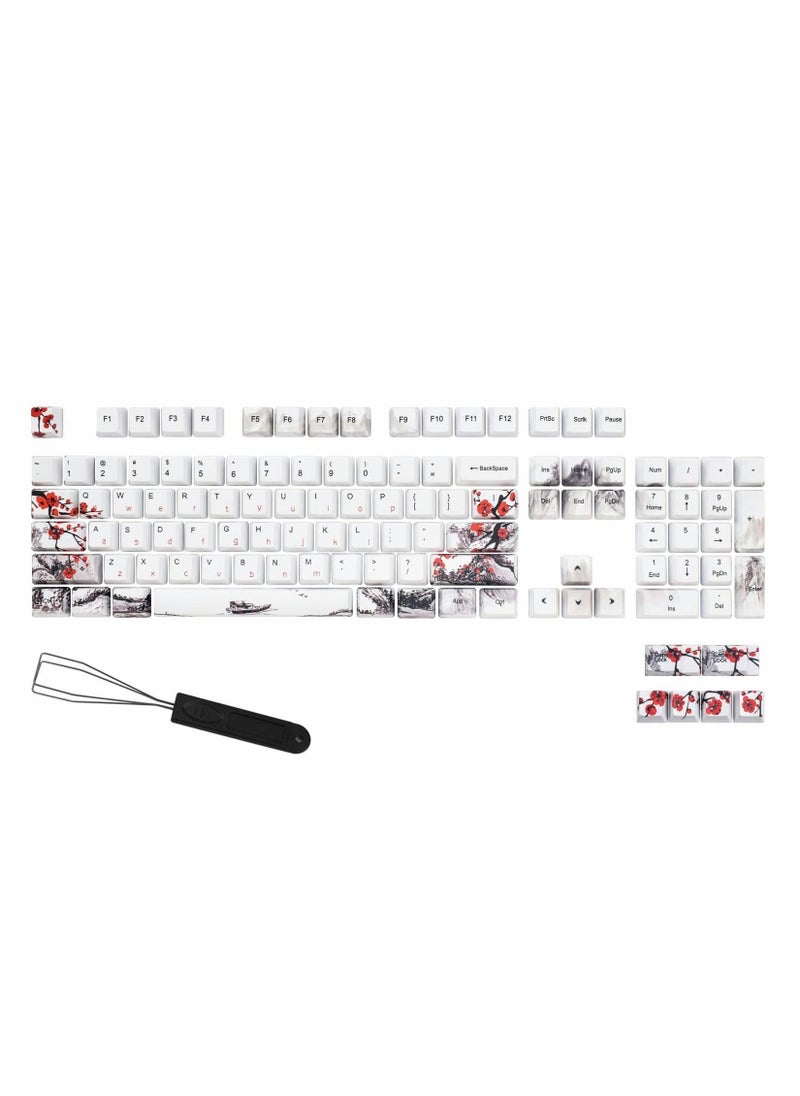 Generic Rubber Keycaps Set, 110 Keys PBT Keycap, Anti-Slip Texture Dye-Sublimation Plum Blossom Cherry Profile Key Cap, DIY Mechanical Keyboard Keycap Set for Mechanical Keyboard  - Image 4