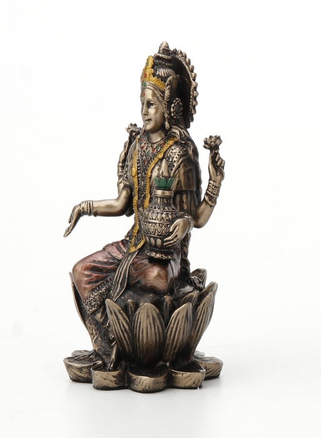 Veronese Design 3 3/8" Lakshmi Sitting on Lotus Spiritual Resin Statue Painted Bronze Finish - Image 2