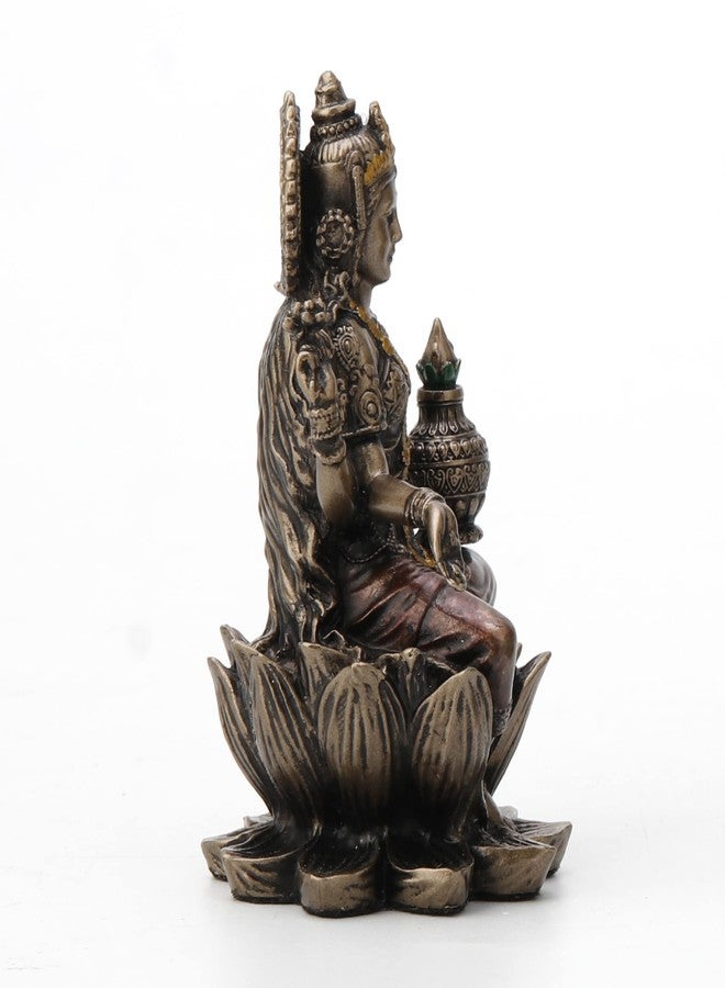 Veronese Design 3 3/8" Lakshmi Sitting on Lotus Spiritual Resin Statue Painted Bronze Finish - Image 4