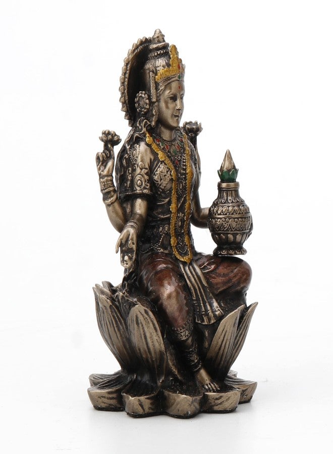 Veronese Design 3 3/8" Lakshmi Sitting on Lotus Spiritual Resin Statue Painted Bronze Finish - Image 3