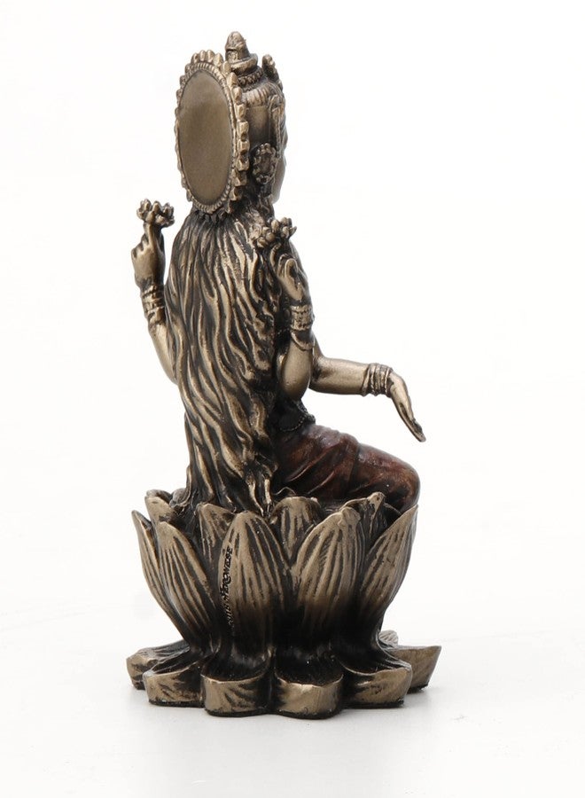 Veronese Design 3 3/8" Lakshmi Sitting on Lotus Spiritual Resin Statue Painted Bronze Finish - Image 5