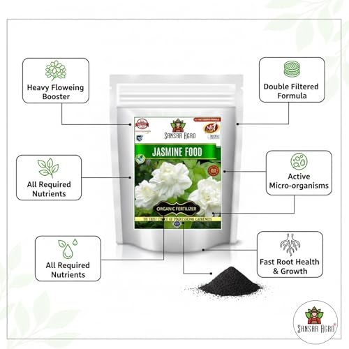 Sansar Agro سماد سانسار أغرو® الياسمين، سماد عضوي أساسي لنباتات الياسمين، مُصفى مرتين مع جميع العناصر الغذائية المطلوبة والميكروبات النشطة لزهور كثيفة (400 جرام) - Image 2