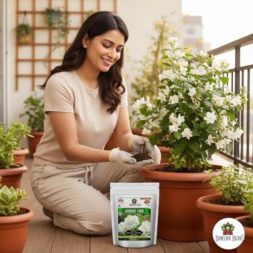 Sansar Agro سماد سانسار أغرو® الياسمين، سماد عضوي أساسي لنباتات الياسمين، مُصفى مرتين مع جميع العناصر الغذائية المطلوبة والميكروبات النشطة لزهور كثيفة (400 جرام) - Image 3