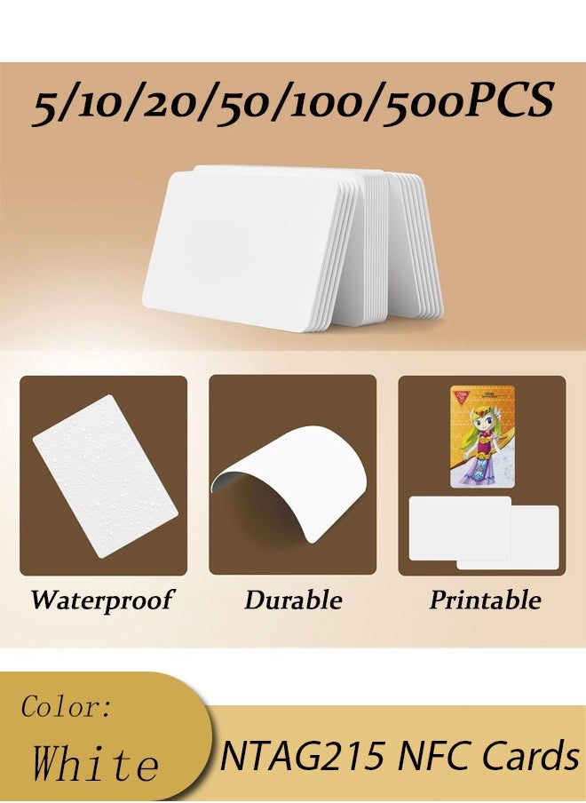 5/10/20/50/100/500PCS NFC Cards Rewritable NFC Tags NFC Business Card NFC 215 Cards NFC Ntag 215 Cards Blank NFC Cards 504 Bytes Programmable NFC Tags For All NFC-Enabled Smartphones And Devices