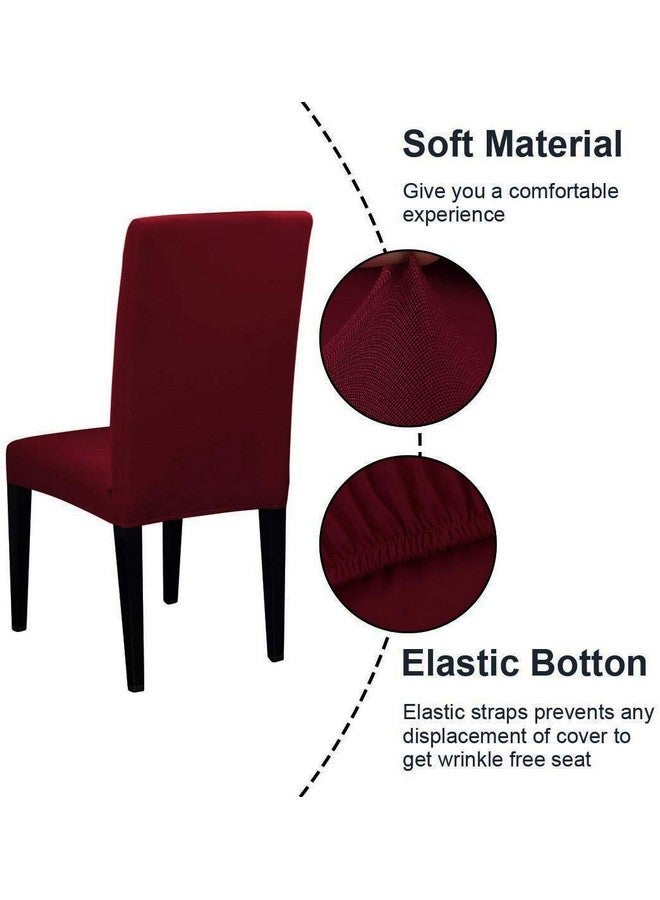 BRIDA Stretchable Elastic Floral Printed Dining Chair Protector, Slipcover Set of 4 (Plain Maroon, Standard, Polyester & Spandex) - Image 4