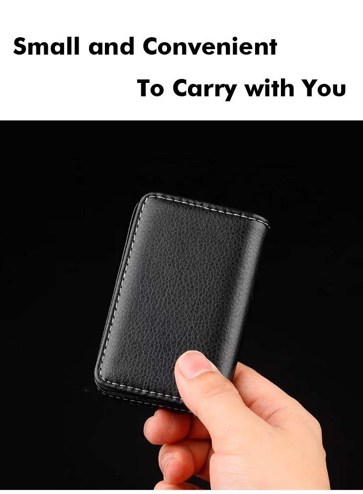قيادتي حامل بطاقة المحفظة معرف الأعمال حامل بطاقة الائتمان قسط محفظة جلدية مع سهلة الاستخدام المفاجئة المغناطيسي ، يحمل ما يصل إلى 30 بطاقات ، النخيل الحجم و بيد واحدة ودية ، يسهل حملها في أي وقت - Image 2