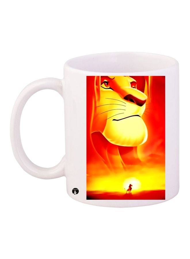 RYN The Lion King Printed Coffee Mug White/Yellow/Red 11ounce