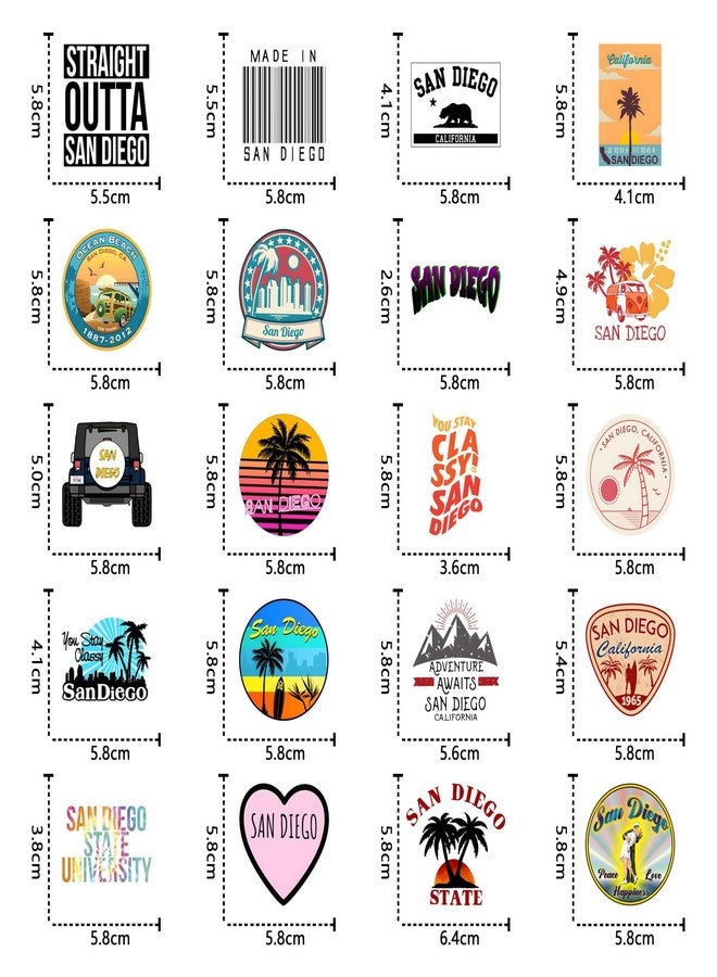 CPORER 63Pcs California San Diego Stickers San Diego Souvenirs City Travel Sticker Aesthetics Scrapbook Sticker Waterproof Vinyl for Laptop, Water Bottle, Skateboard, Scrapbooking, Party Favors - Image 2