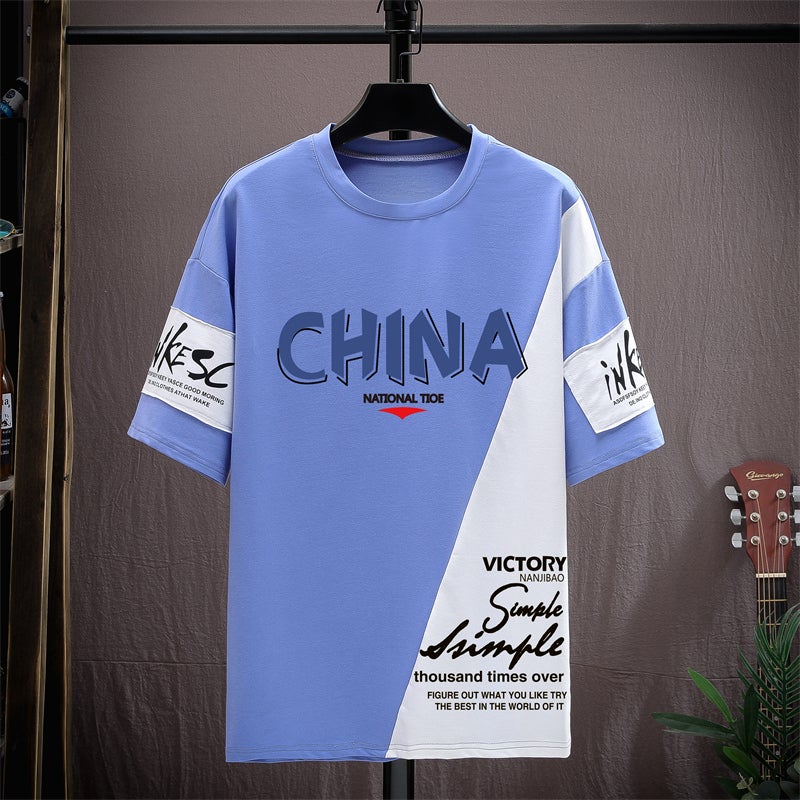 Short-sleeved T-shirt for teenagers boys 12-15 years old junior high school students 13 fashionable handsome sports suit 14 big children summer clothes - Image 1