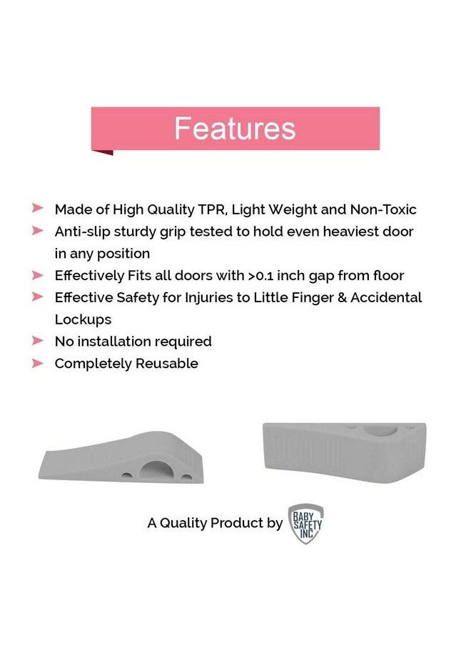 Safe-O-Kid Pack Of 2 Silicon No Harm To Kids Fit All Antislip Multisurface Tpr Door Stoppergrey  - Image 3