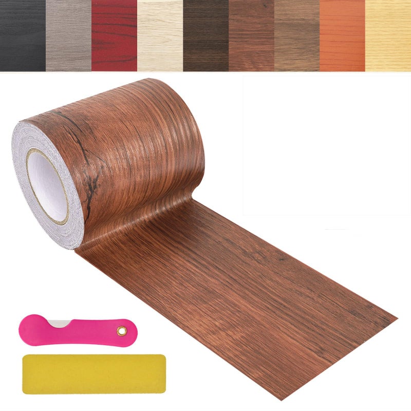 ZERNBER Wood Grain Repair Tape, 2.4inch X 32ft Self Adhesive Wood Colored Tape for Tables, Chairs, Baseboards, Doors, Windows, Floors, Handicraft DIY. - Image 1