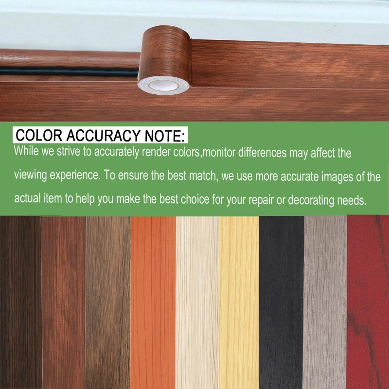 ZERNBER Wood Grain Repair Tape, 2.4inch X 32ft Self Adhesive Wood Colored Tape for Tables, Chairs, Baseboards, Doors, Windows, Floors, Handicraft DIY. - Image 2