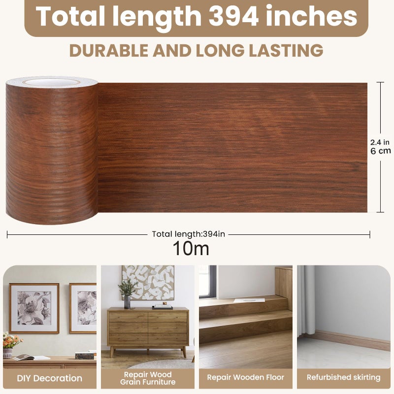 ZERNBER Wood Grain Repair Tape, 2.4inch X 32ft Self Adhesive Wood Colored Tape for Tables, Chairs, Baseboards, Doors, Windows, Floors, Handicraft DIY. - Image 3