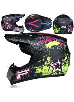 VarietyVoyageD 4-Piece Full Face Racing Motorcycle Helmet Kit Protective Gear Motorcycle Helmets Street Bike Racing Moto Helmet Cartoon Car Helmet Electric Car Helmet Suitable For Young Boys And Girls ﻿  - Image 2