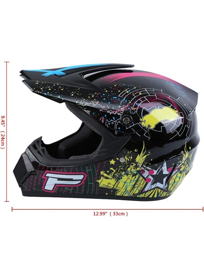 VarietyVoyageD 4-Piece Full Face Racing Motorcycle Helmet Kit Protective Gear Motorcycle Helmets Street Bike Racing Moto Helmet Cartoon Car Helmet Electric Car Helmet Suitable For Young Boys And Girls ﻿ - Image 5