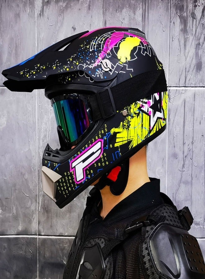 VarietyVoyageD 4-Piece Full Face Racing Motorcycle Helmet Kit Protective Gear Motorcycle Helmets Street Bike Racing Moto Helmet Cartoon Car Helmet Electric Car Helmet Suitable For Young Boys And Girls ﻿ - Image 3
