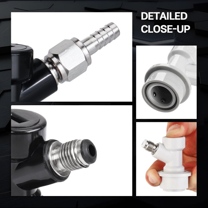 MRbrew ã€2 Pairsã€‘MRbrew Ball Lock Disconnect Set, Home Brew Ball Lock Keg Fittings with MFL Thread Swivel Nuts, Corny Keg Fittings with Stainless Steel 5/16'' Gas & 1/4'' Liquid Barbs & Extra 4 Hose Clamps - Image 4
