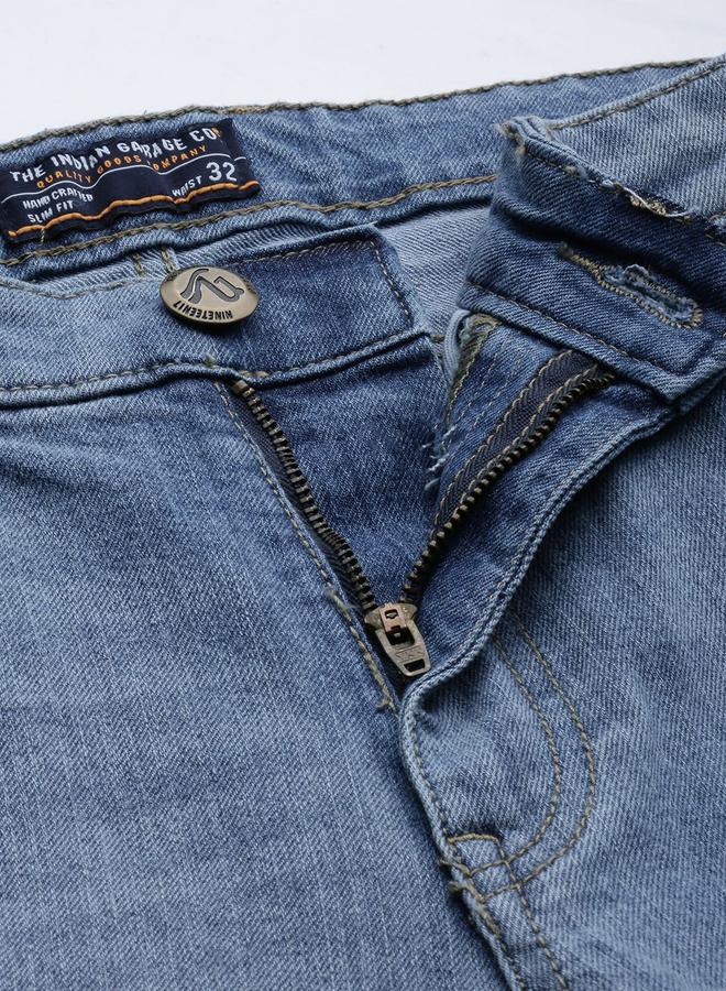The Indian Garage Co Men Mid Rise Heavy Fade Slim Fit Jeans - Image 4